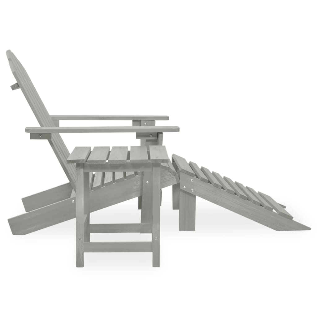 Garden Adirondack Chair with Ottoman&Table Solid Fir Wood Grey