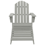 Garden Adirondack Chair with Ottoman&Table Solid Fir Wood Grey