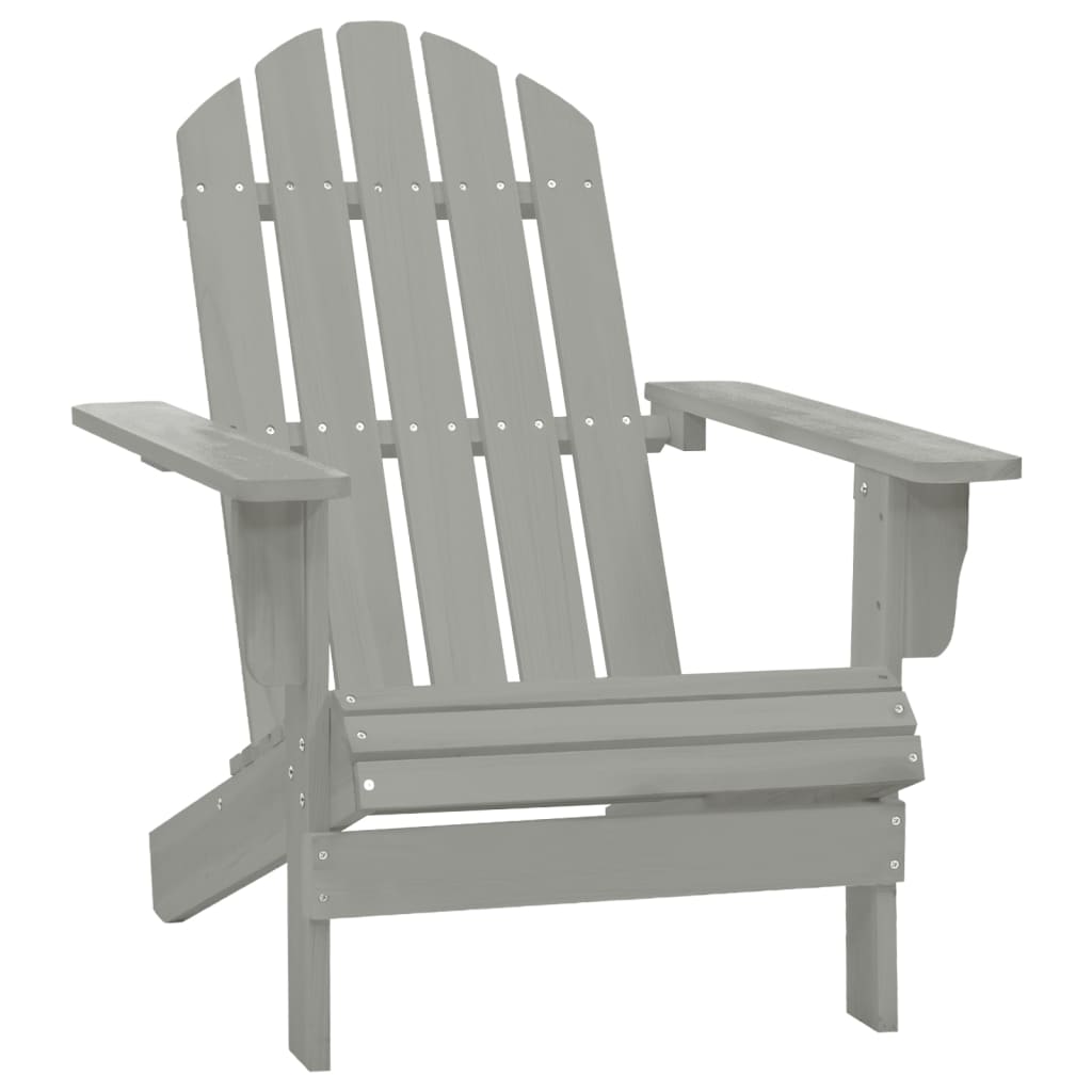 Garden Adirondack Chair with Ottoman&Table Solid Fir Wood Grey