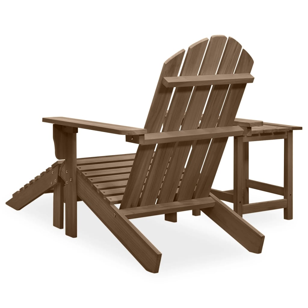 Garden Adirondack Chair with Ottoman&Table Solid Fir Wood Brown