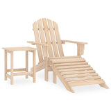 Garden Adirondack Chair with Ottoman and Table Solid Fir Wood