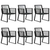 7 Piece Outdoor Dining Set PVC Rattan Black