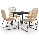 5 Piece Outdoor Dining Set Poly Rattan and Glass