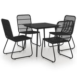 5 Piece Outdoor Dining Set Poly Rattan and Glass