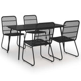 5 Piece Outdoor Dining Set Poly Rattan and Glass