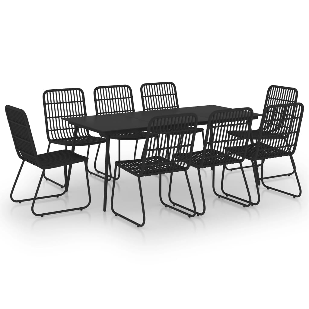 9 Piece Outdoor Dining Set Poly Rattan and Glass