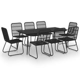 9 Piece Outdoor Dining Set Poly Rattan and Glass