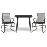 3 Piece Garden Dining Set Black PVC Rattan