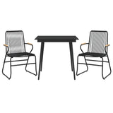 3 Piece Garden Dining Set Black PVC Rattan