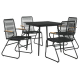 5 Piece Garden Dining Set Black PVC Rattan