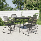 5 Piece Garden Dining Set Black PVC Rattan