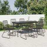 7 Piece Garden Dining Set Black PVC Rattan