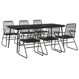 7 Piece Garden Dining Set Black PVC Rattan