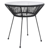 3 Piece Outdoor Dining Set PVC Rattan Black