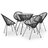 5 Piece Outdoor Dining Set PVC Rattan Black