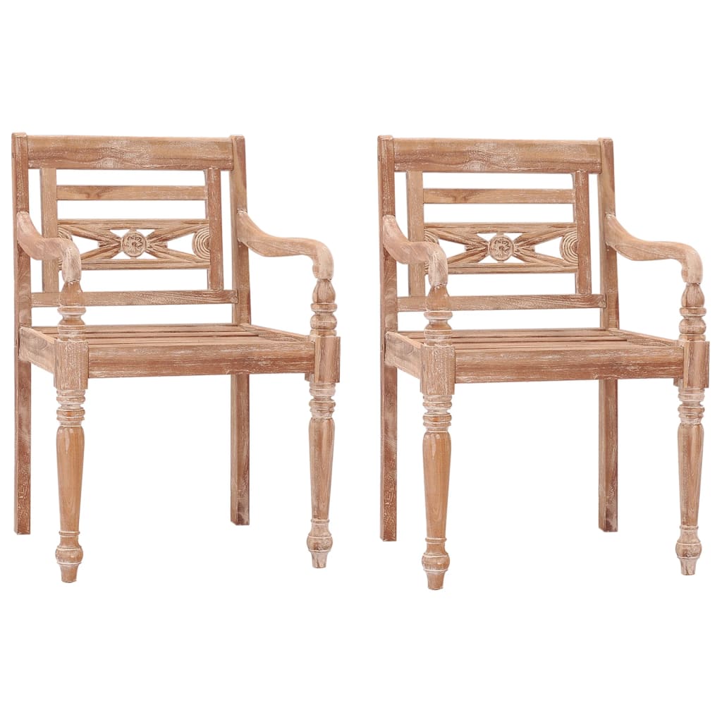 vidaXL Batavia Chairs 2 pcs White Wash Solid Teak Wood