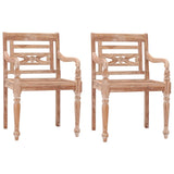 vidaXL Batavia Chairs 2 pcs White Wash Solid Teak Wood