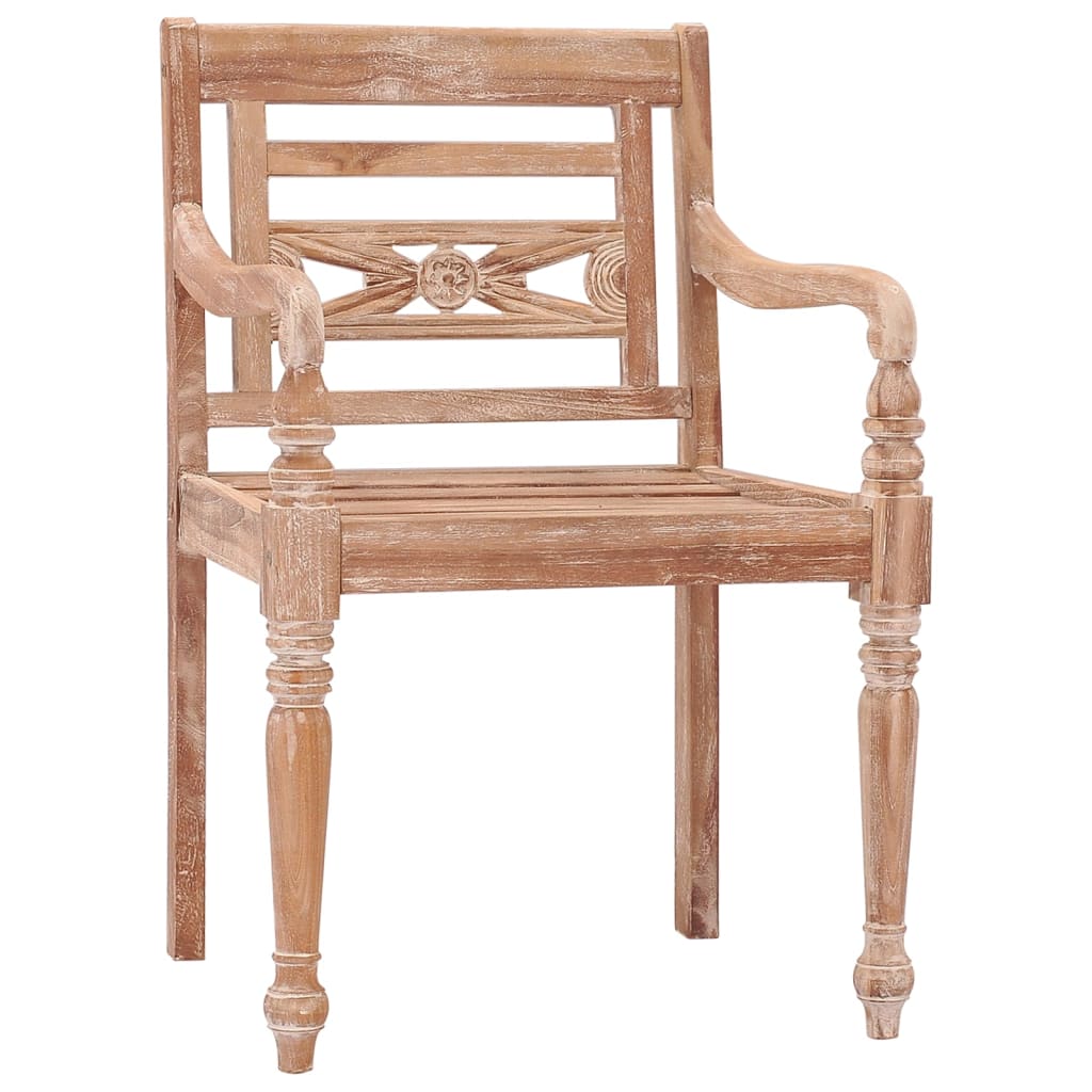 vidaXL Batavia Chairs 2 pcs White Wash Solid Teak Wood