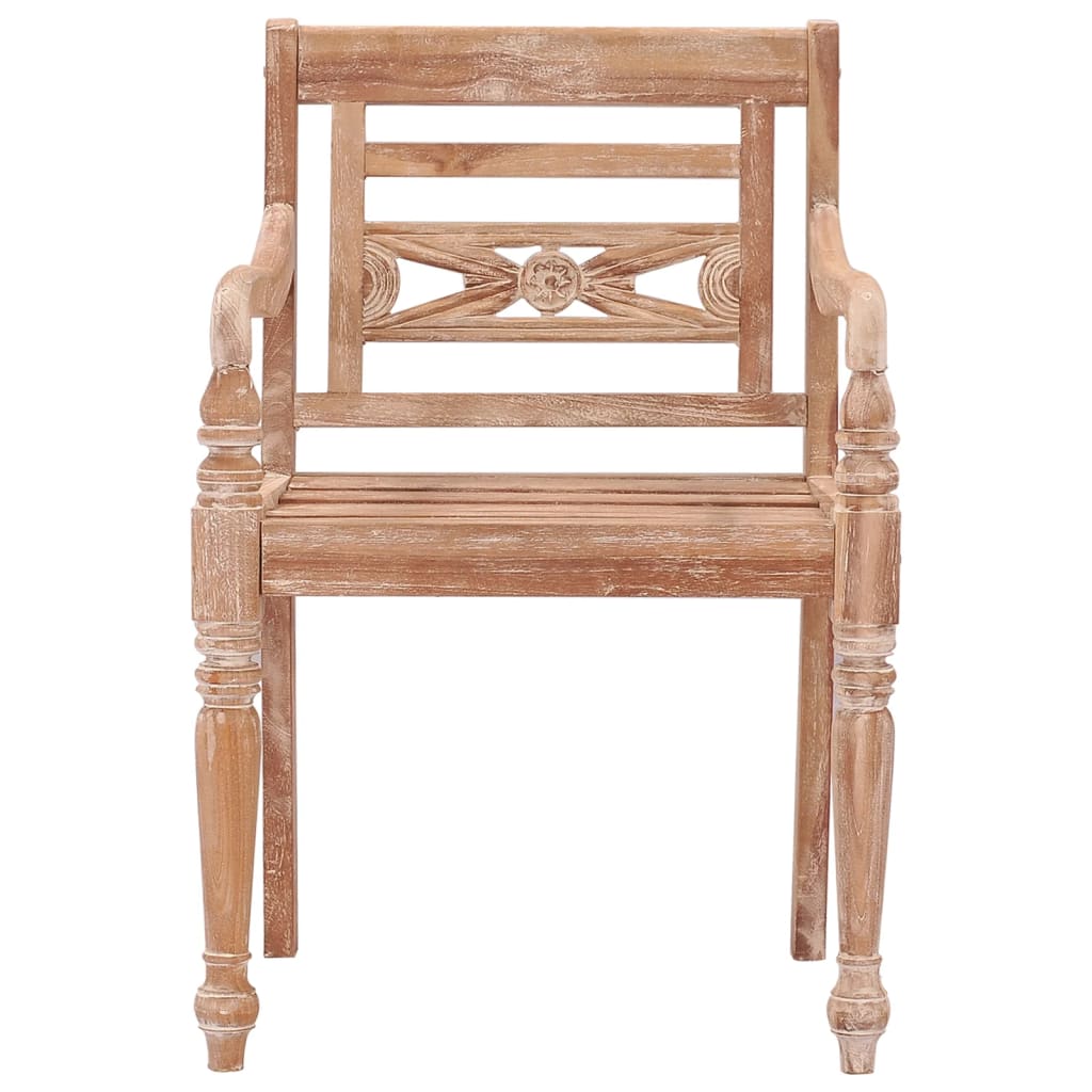 vidaXL Batavia Chairs 2 pcs White Wash Solid Teak Wood