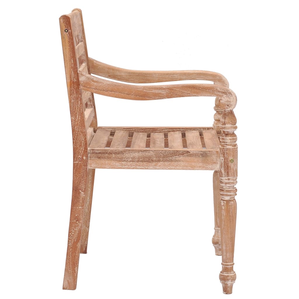 vidaXL Batavia Chairs 2 pcs White Wash Solid Teak Wood