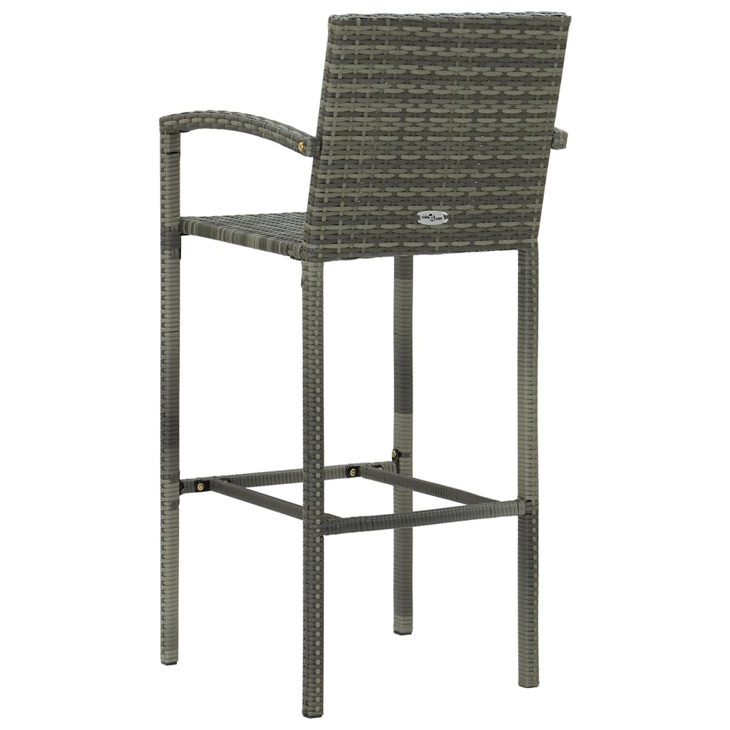 5 Piece Outdoor Bar Set with Armrest Poly Rattan Grey