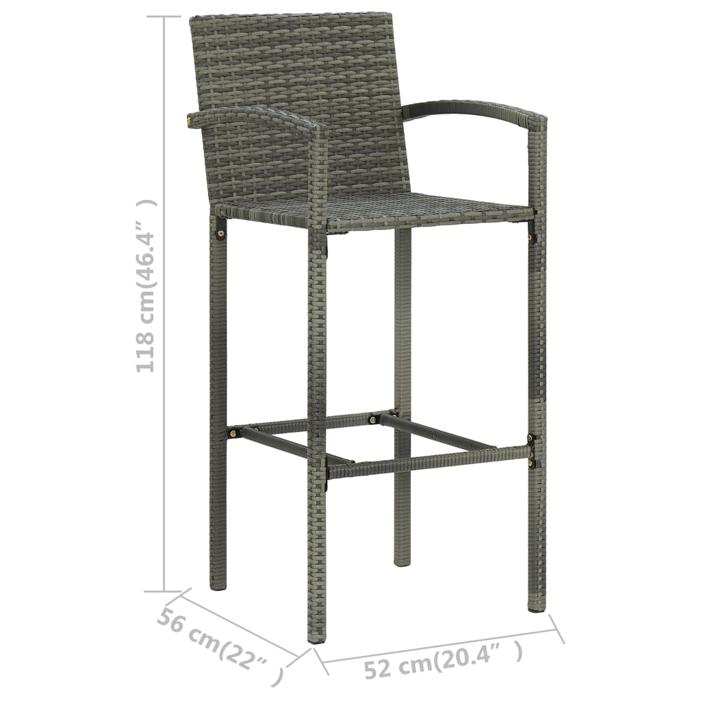 5 Piece Outdoor Bar Set with Armrest Poly Rattan Grey