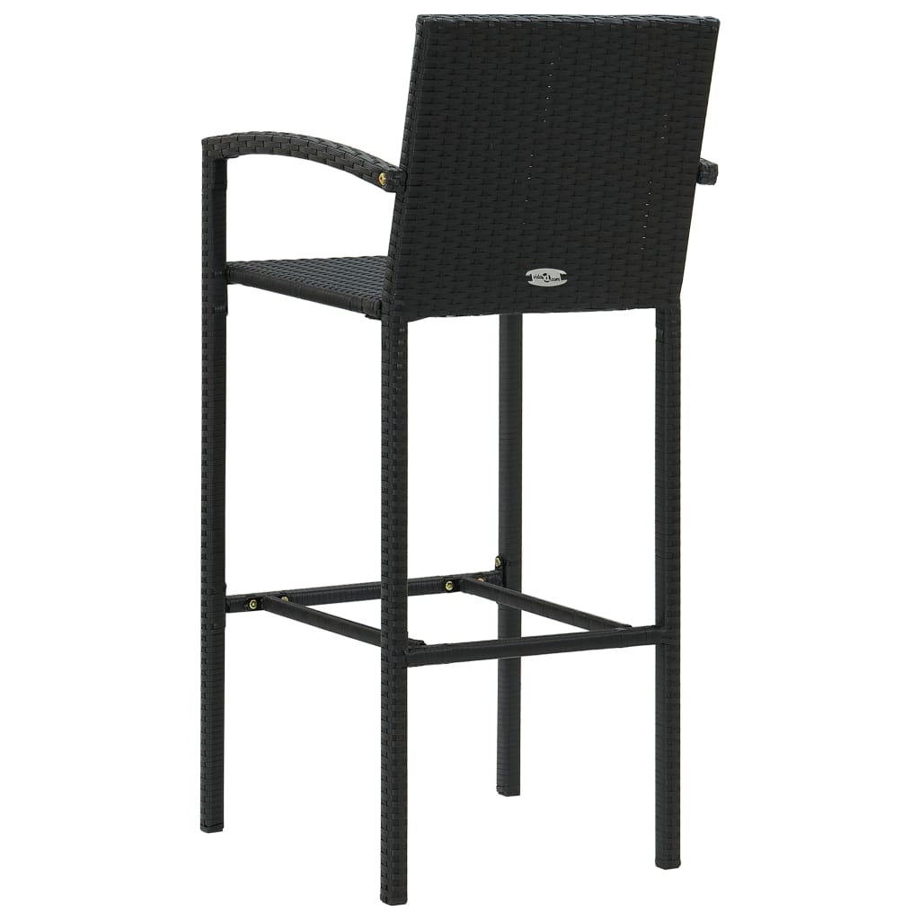 5 Piece Outdoor Bar Set with Armrest Poly Rattan Black