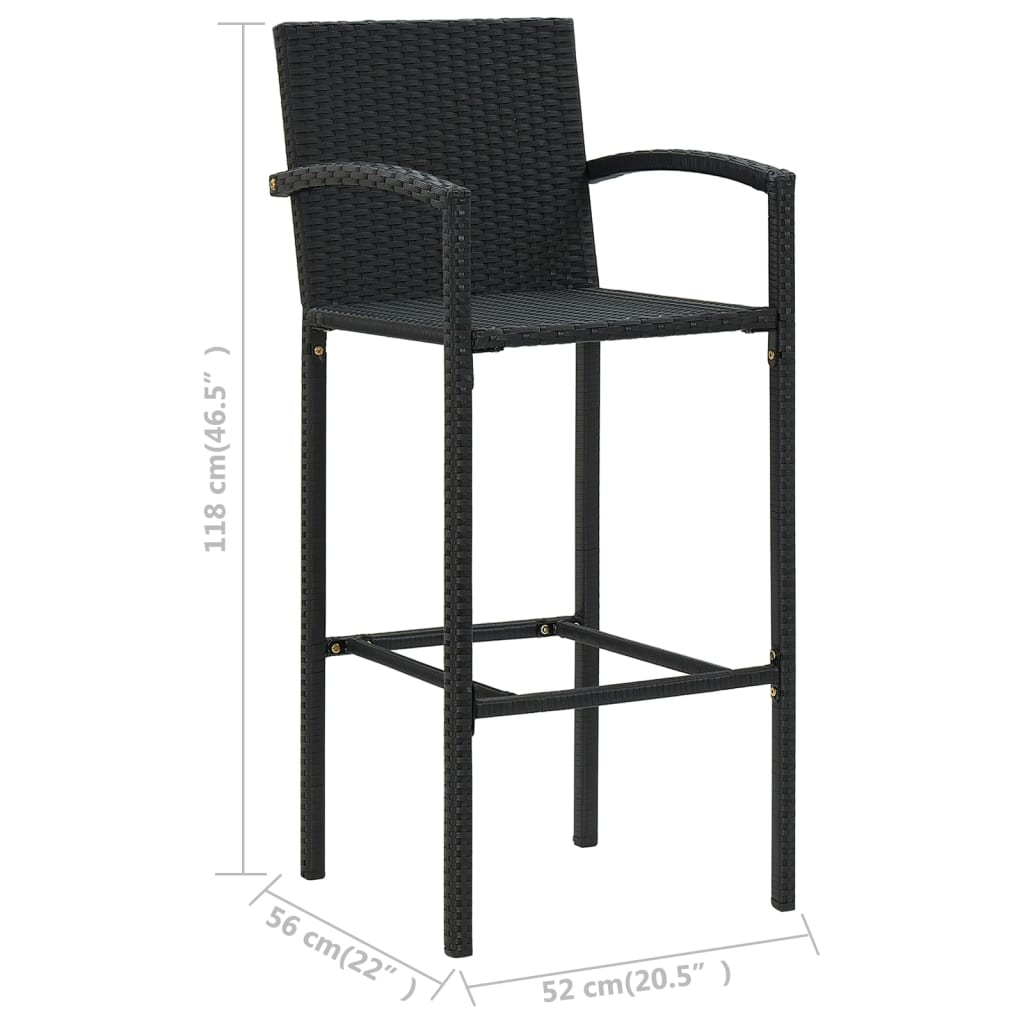 5 Piece Outdoor Bar Set with Armrest Poly Rattan Black