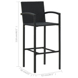 5 Piece Outdoor Bar Set with Armrest Poly Rattan Black