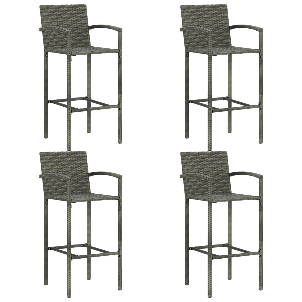 5 Piece Outdoor Bar Set with Armrest Poly Rattan Grey