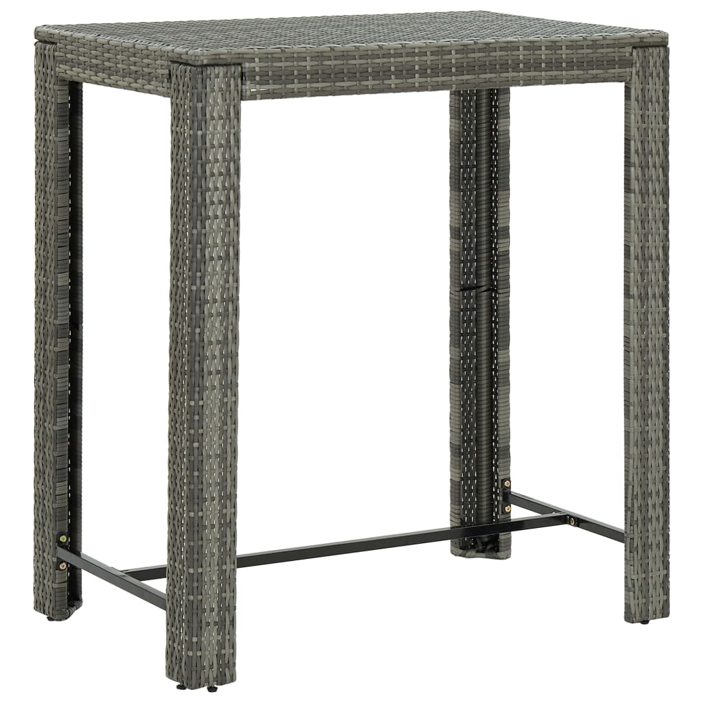 5 Piece Outdoor Bar Set with Armrest Poly Rattan Grey