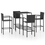 5 Piece Garden Bar Set Poly Rattan Black