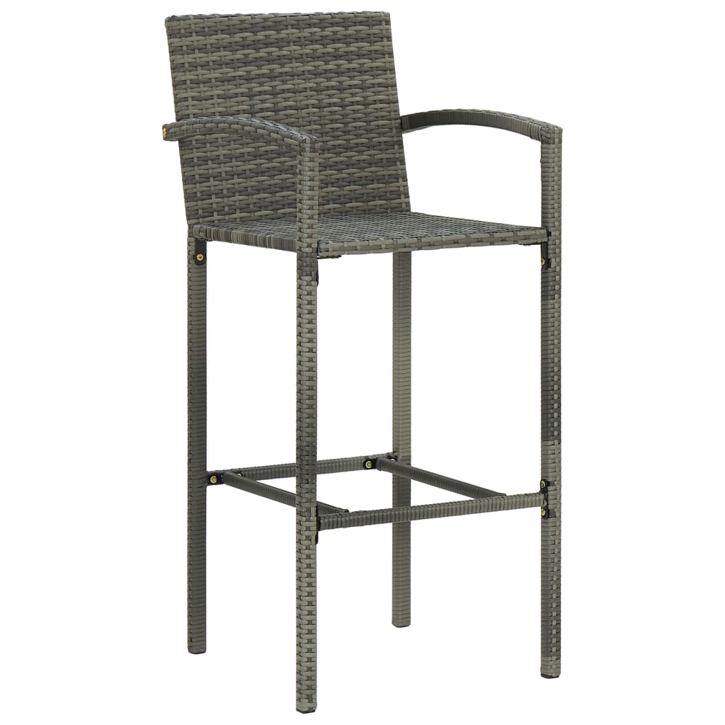 5 Piece Garden Bar Set Poly Rattan Grey