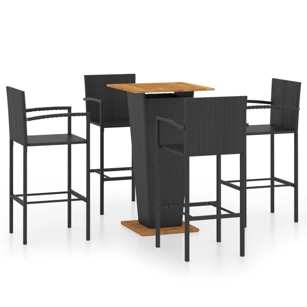 5 Piece Garden Bar Set Black