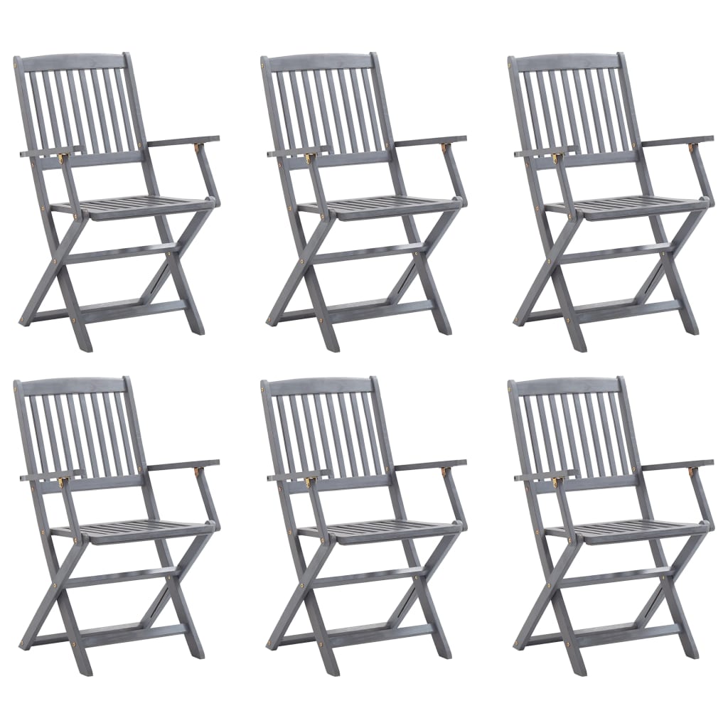 Folding Outdoor Chairs 6 pcs Solid Acacia Wood