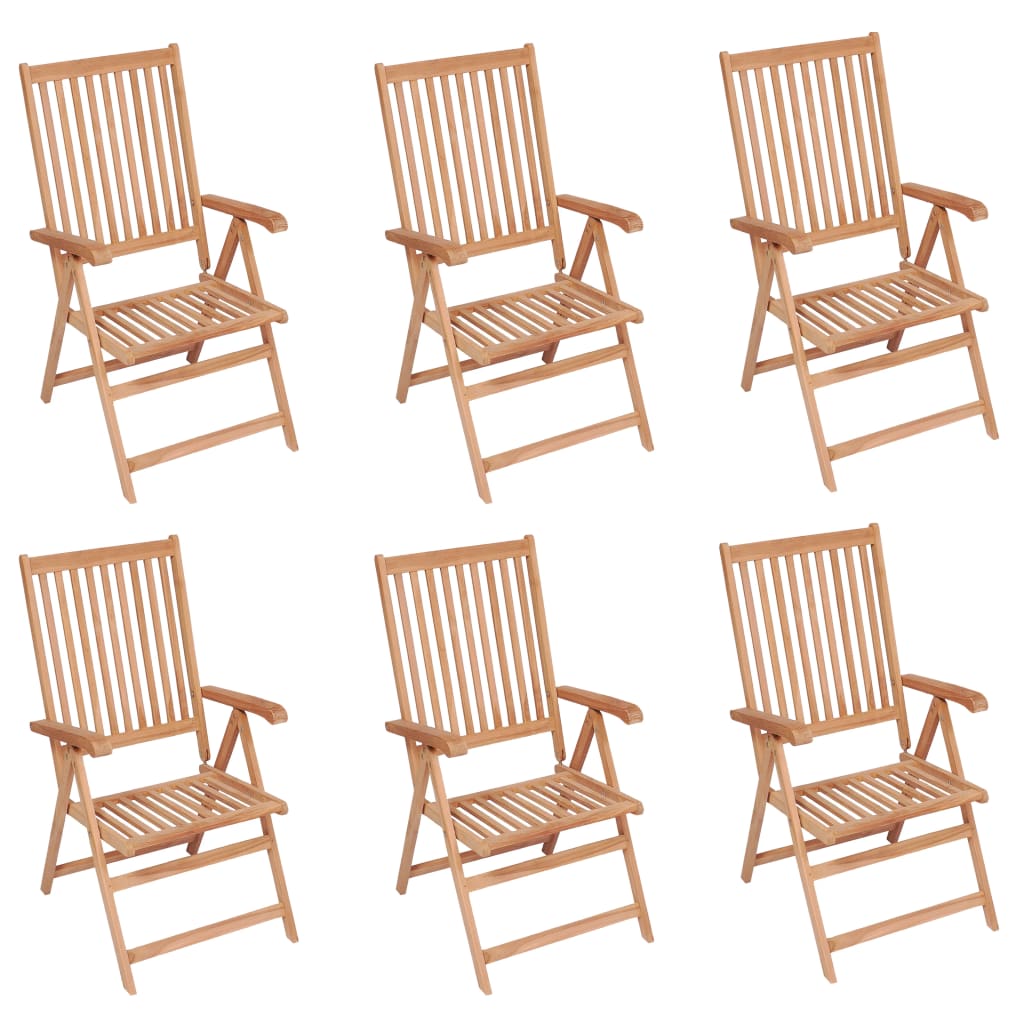 Reclining Garden Chairs 6 pcs Solid Teak Wood