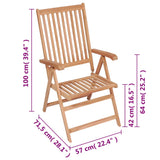 Reclining Garden Chairs 6 pcs Solid Teak Wood