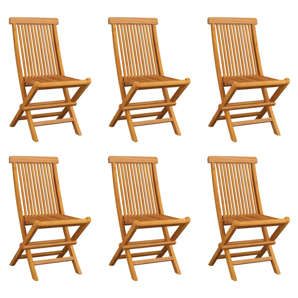 Folding Garden Chairs 6 pcs Solid Teak Wood