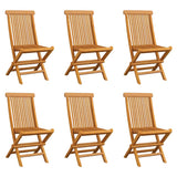 Folding Garden Chairs 6 pcs Solid Teak Wood