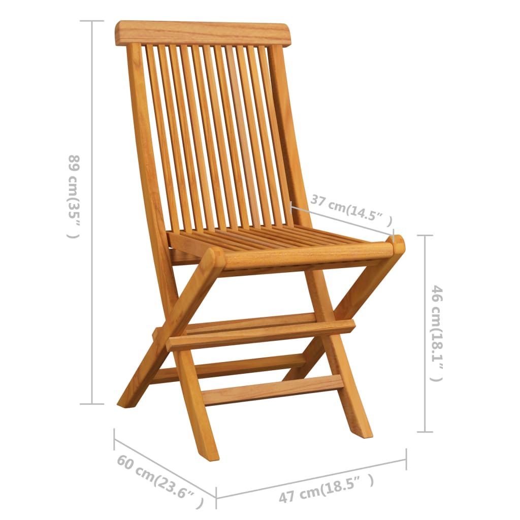 Folding Garden Chairs 6 pcs Solid Teak Wood