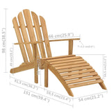 vidaXL Adirondack Chair with Footrest Solid Teak Wood