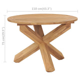 Garden Dining Table Ø110x75 cm Solid Teak Wood