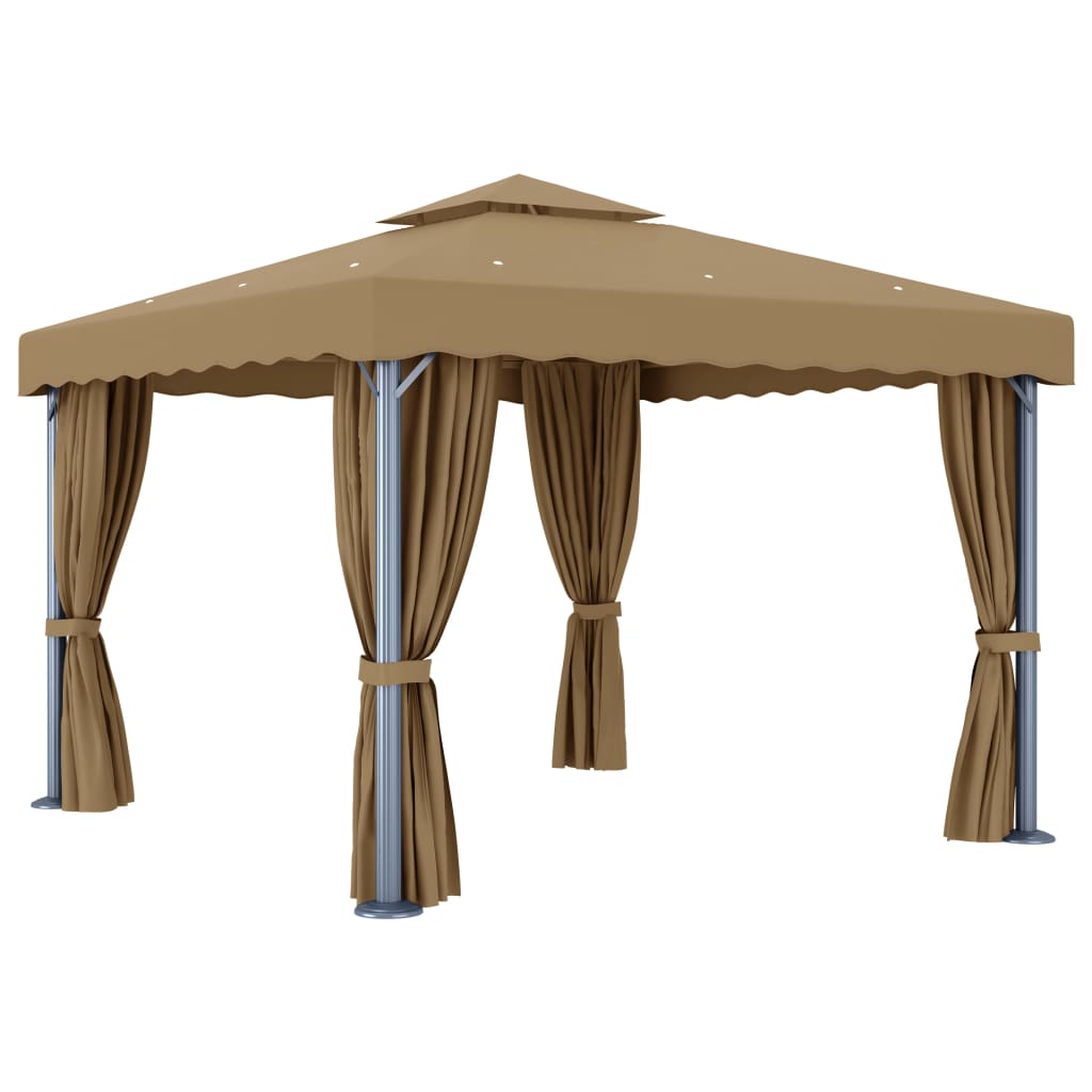 Gazebo with Curtain 3x3 m Taupe Aluminium