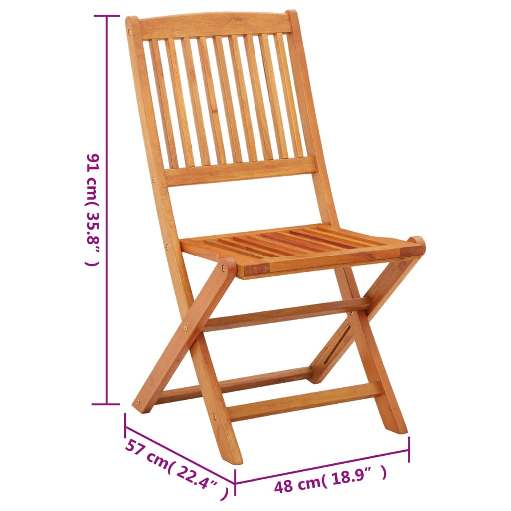 Folding Garden Chairs 2 pcs Solid Eucalyptus Wood