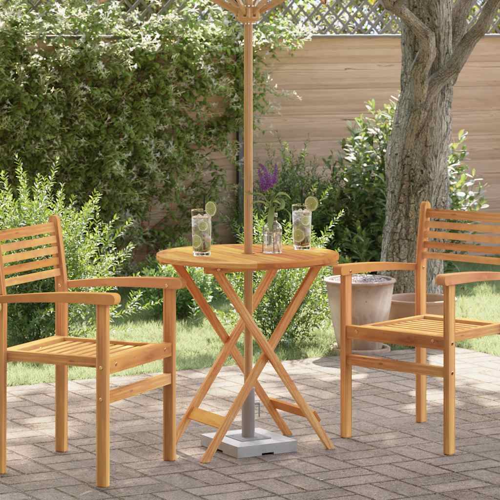 Folding Garden Table Ø60x75 cm Solid Eucalyptus Wood