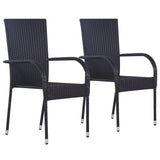 3 Piece Garden Dining Set Black