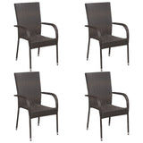 5 Piece Garden Dining Set Brown