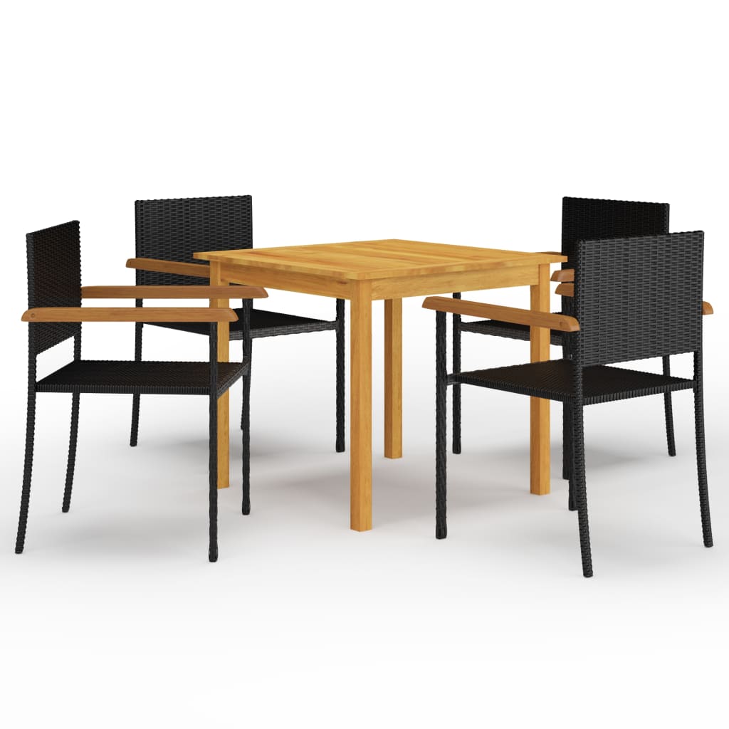 5 Piece Garden Dining Set Black