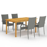 5 Piece Garden Dining Set Grey