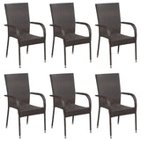 7 Piece Garden Dining Set Brown